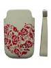 Funda de piel Sony Ericsson flores rojas T707