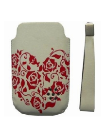 Funda de piel Sony Ericsson flores rojas T707