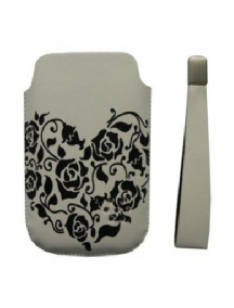 Funda de piel Sony Ericsson con flores negras T707