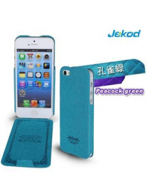 Funda solapa en piel + lámina de disp. Jekod iPhone 5 - 5S verde