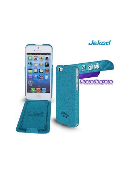 Funda solapa en piel + lámina de disp. Jekod iPhone 5 - 5S verde