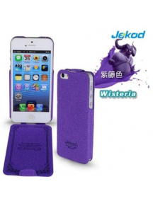 Funda solapa en piel + lámina de disp. Jekod iPhone 5 - 5S lila