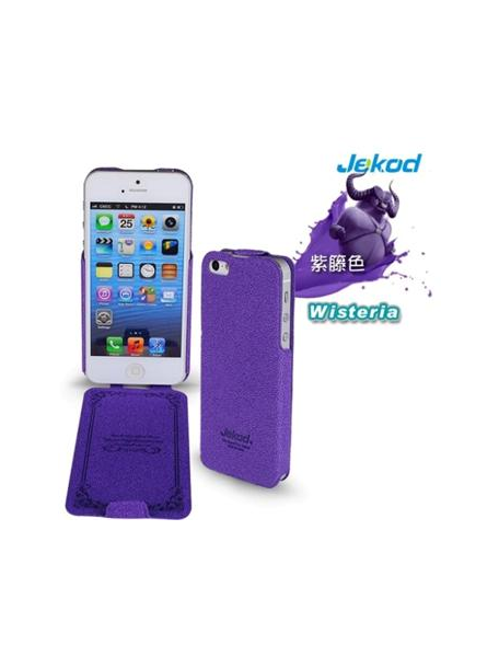 Funda solapa en piel + lámina de disp. Jekod iPhone 5 - 5S lila