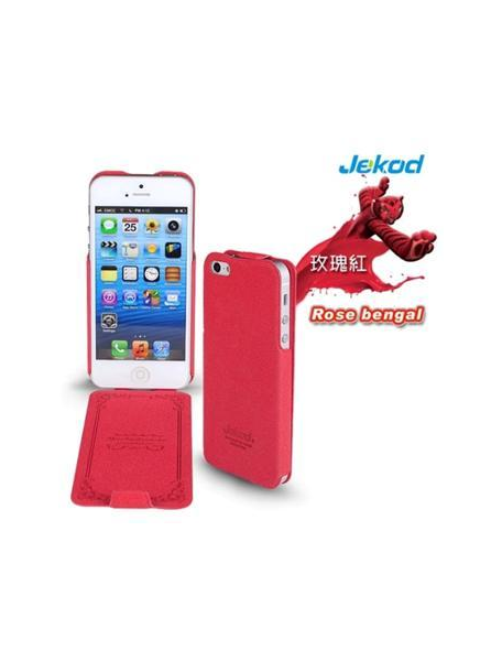 Funda solapa en piel + lámina de disp. Jekod iPhone 5 - 5S roja