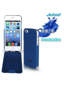 Funda solapa en piel + lámina de disp. Jekod iPhone 5 - 5S azul