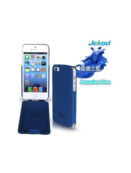 Funda solapa en piel + lámina de disp. Jekod iPhone 5 - 5S azul