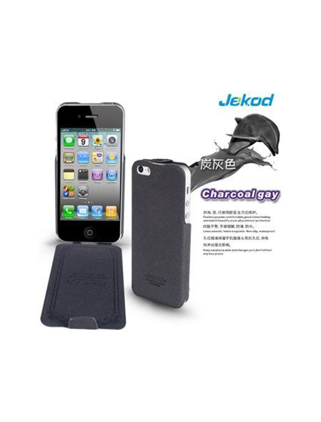 Funda solapa en piel + lámina de disp. Jekod iPhone 5 - 5S negra